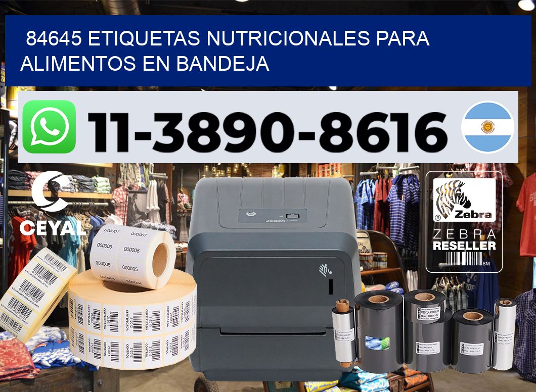 84645 etiquetas nutricionales para alimentos en bandeja