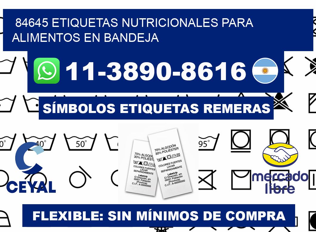 84645 etiquetas nutricionales para alimentos en bandeja
