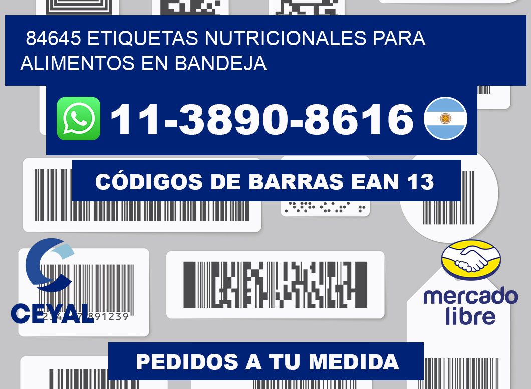 84645 etiquetas nutricionales para alimentos en bandeja