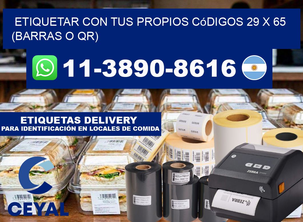 Etiquetar con tus propios códigos 29 x 65 (barras o QR)