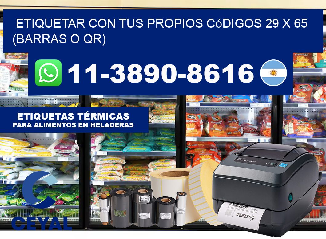 Etiquetar con tus propios códigos 29 x 65 (barras o QR)