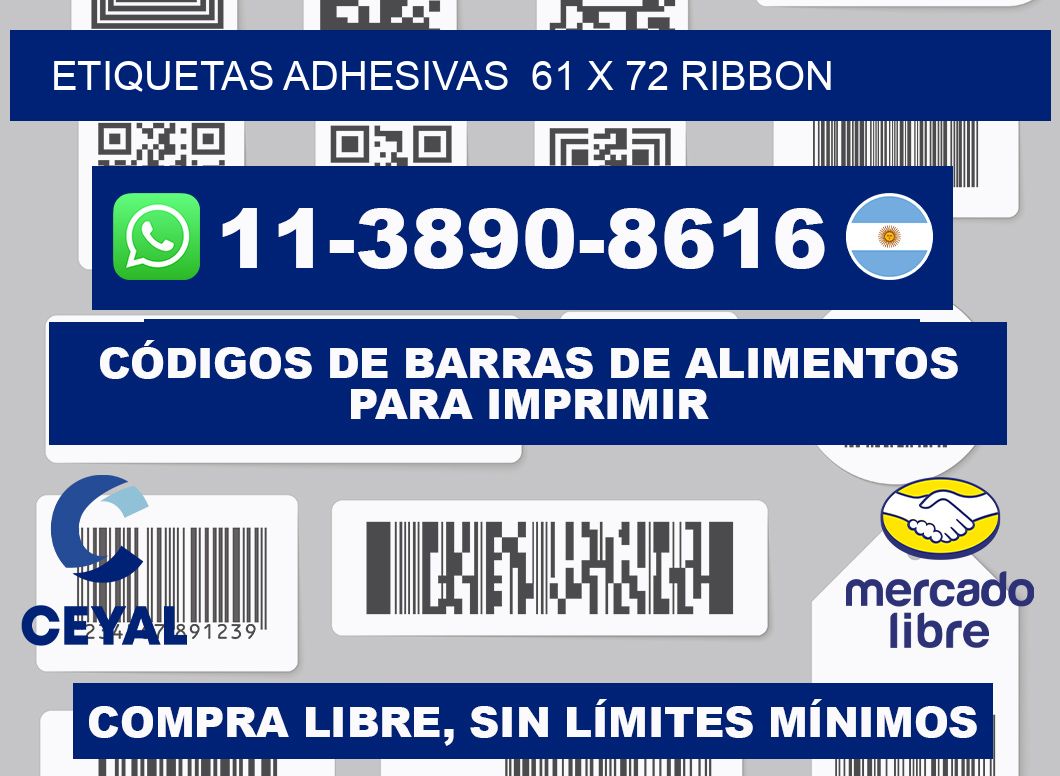 Etiquetas adhesivas 61 x 72 ribbon