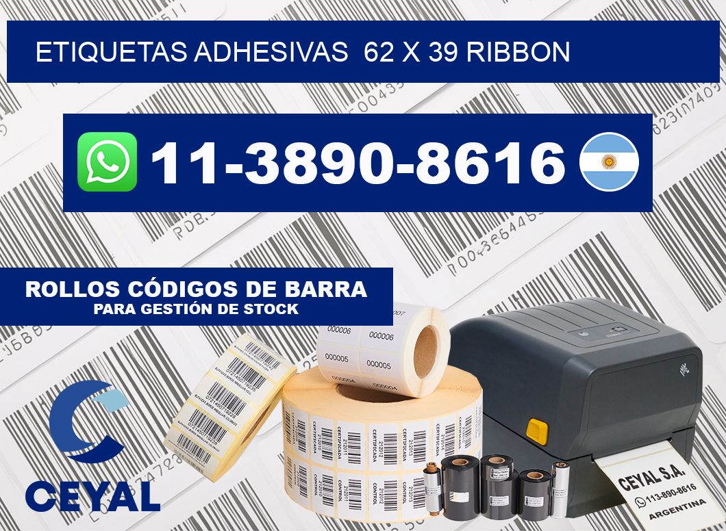 Etiquetas adhesivas  62 x 39 ribbon