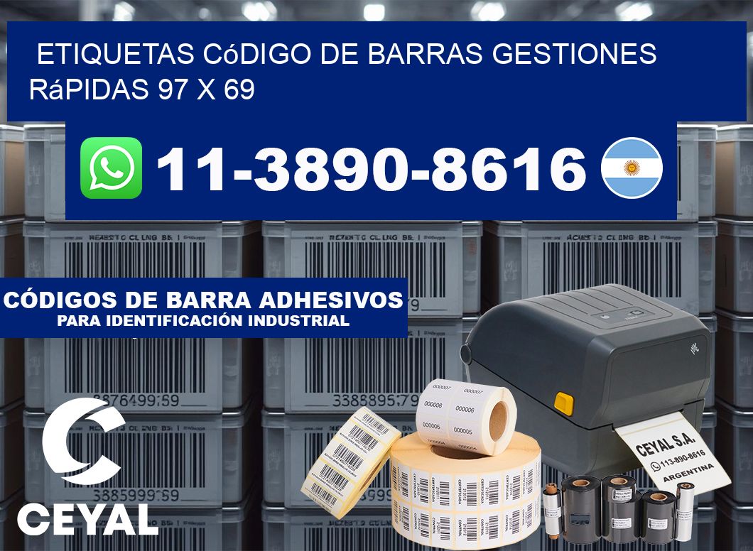 Etiquetas código de barras gestiones rápidas 97 x 69