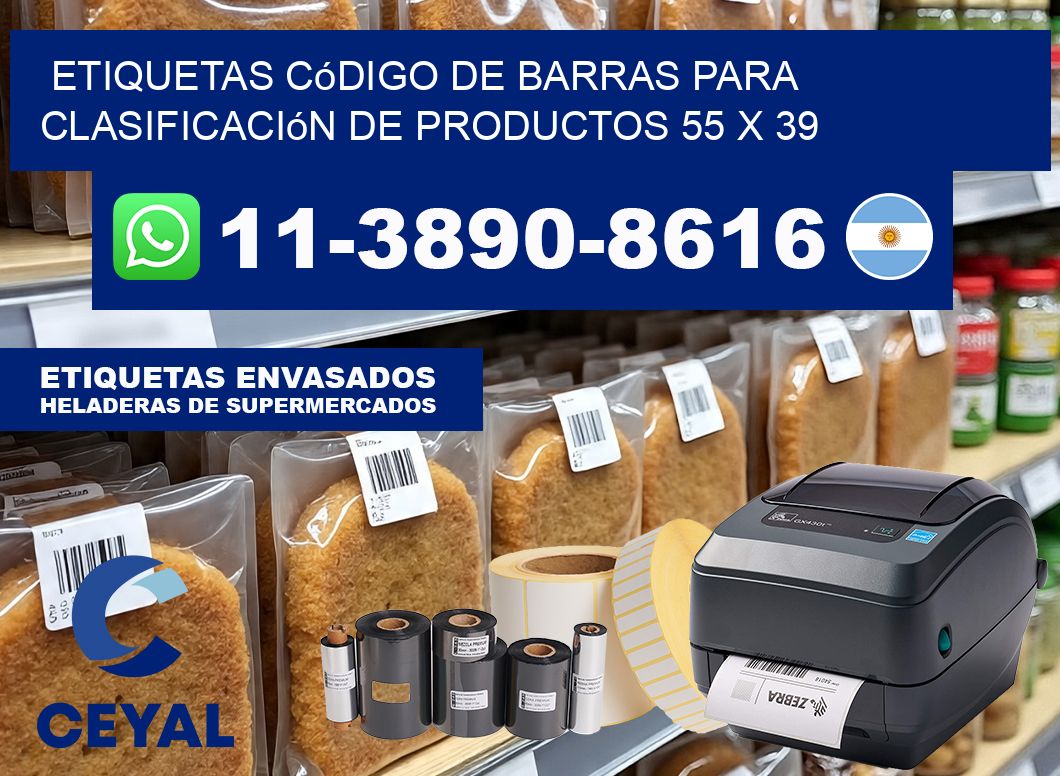 Etiquetas código de barras para clasificación de productos 55 x 39