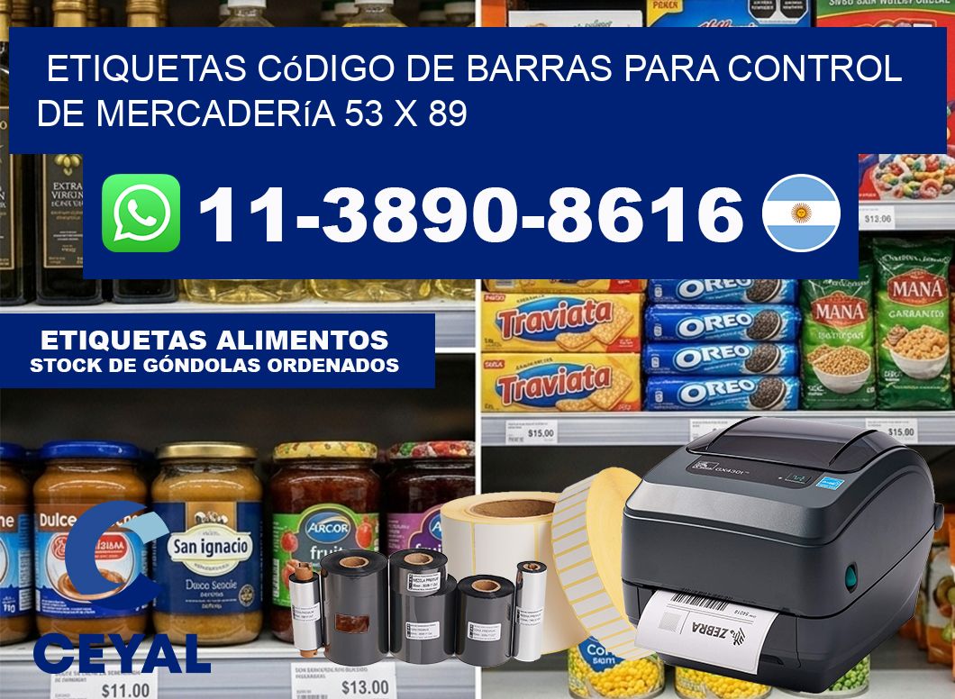 Etiquetas código de barras para control de mercadería 53 x 89