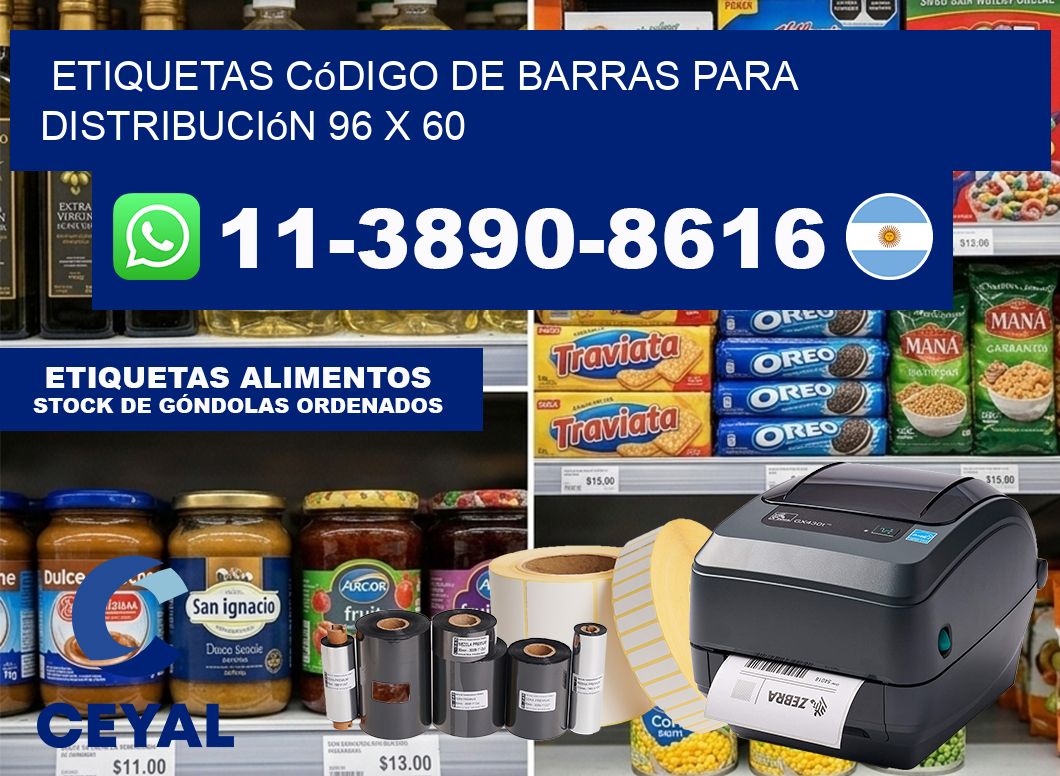Etiquetas código de barras para distribución 96 x 60