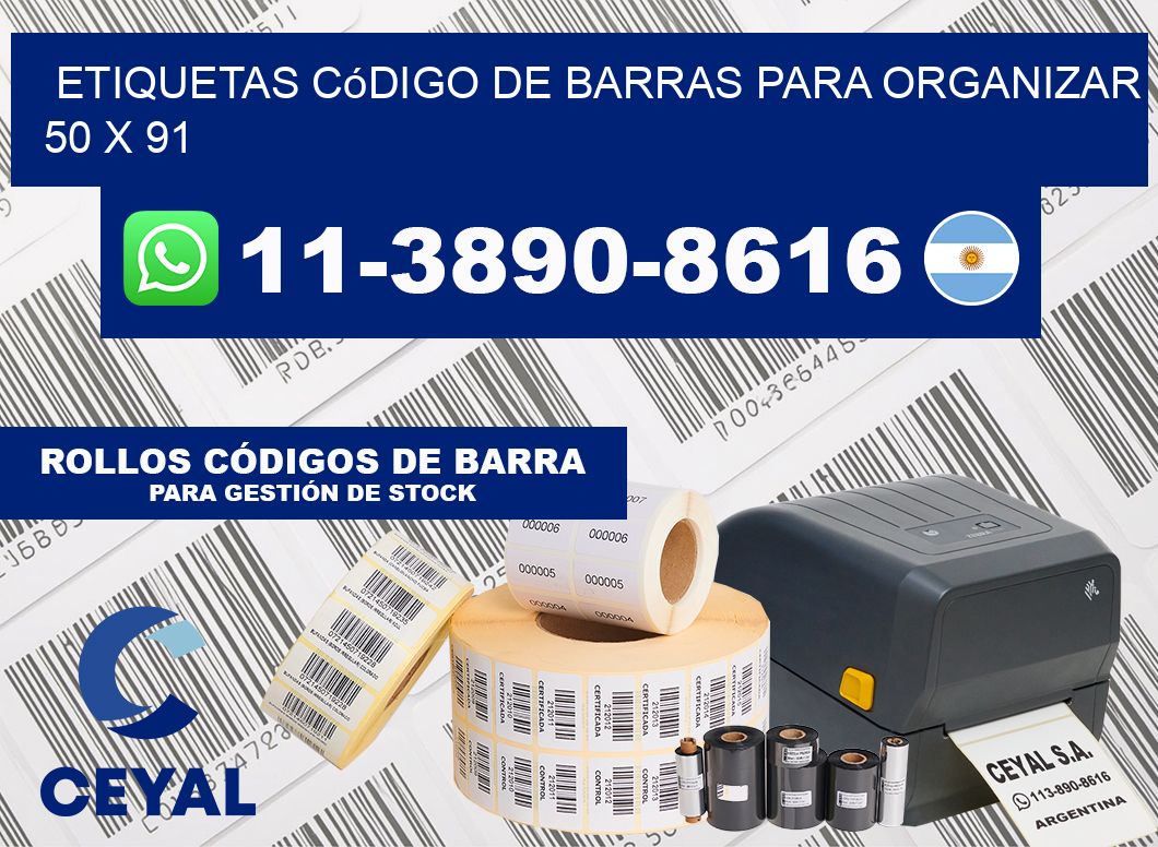 Etiquetas código de barras para organizar 50 x 91