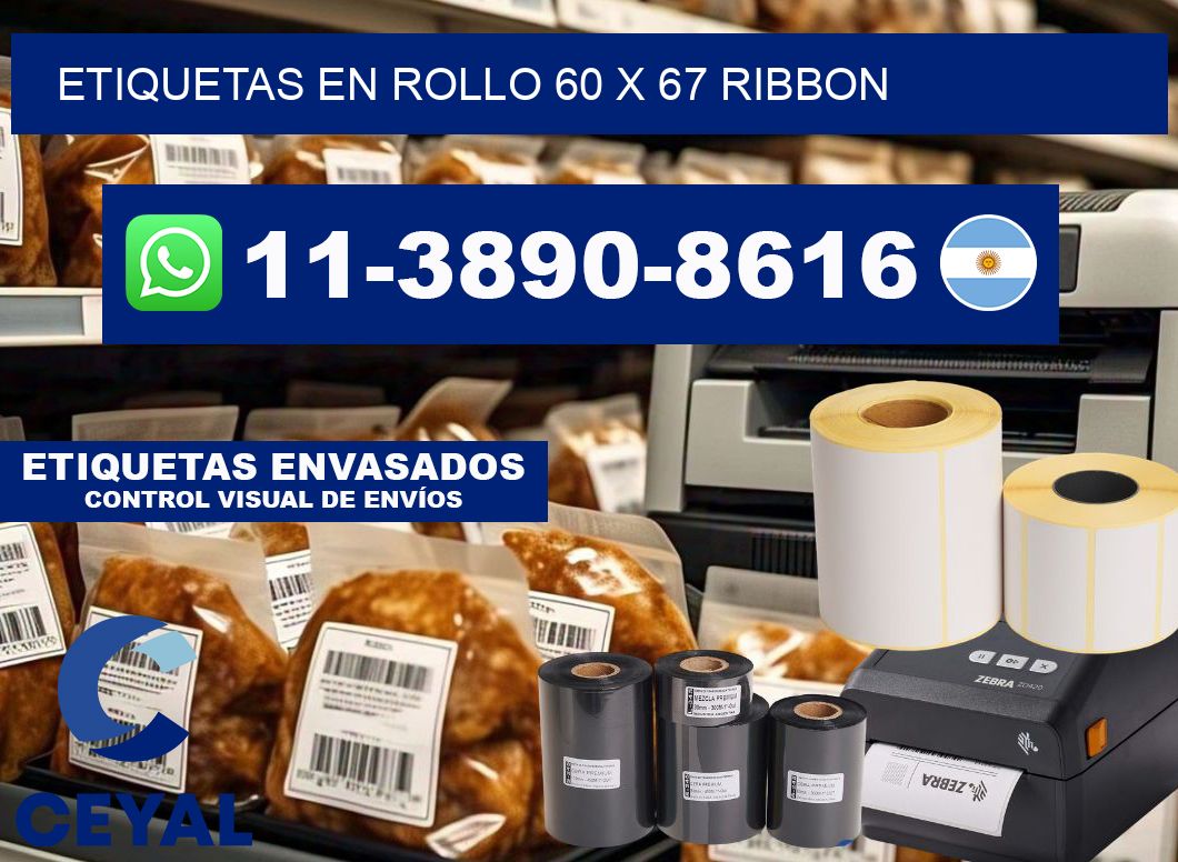 Etiquetas en rollo 60 x 67 ribbon