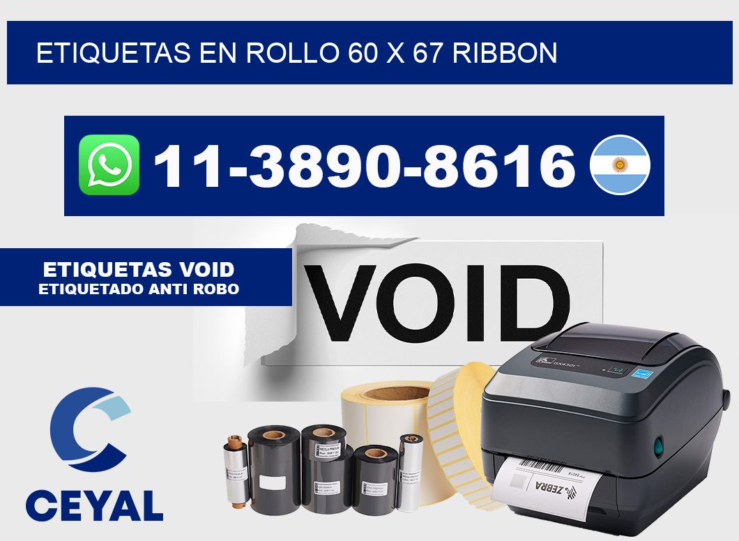 Etiquetas en rollo 60 x 67 ribbon
