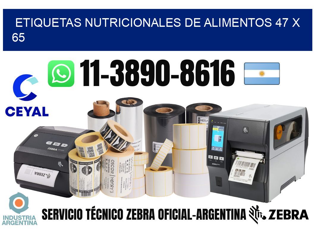 Etiquetas nutricionales de alimentos 47 x 65