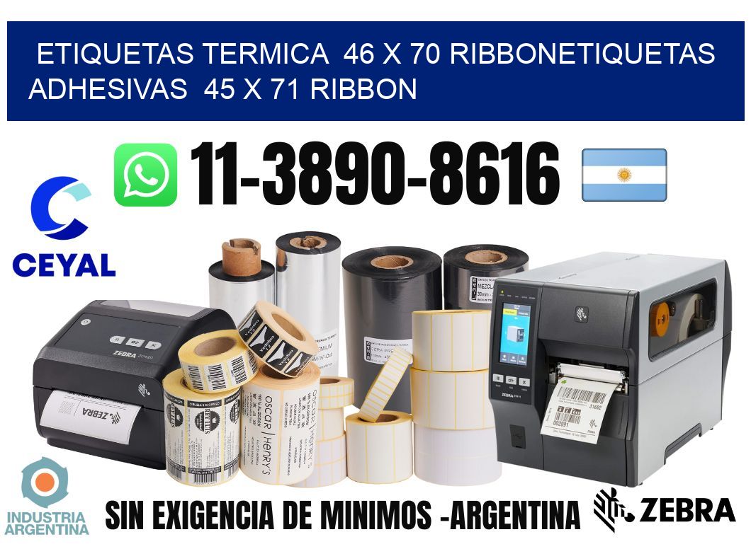 Etiquetas termica  46 x 70 ribbonEtiquetas adhesivas  45 x 71 ribbon