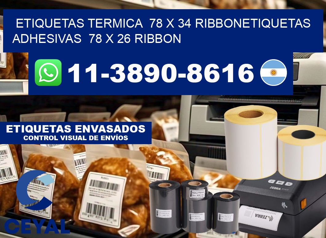 Etiquetas termica 78 x 34 ribbonEtiquetas adhesivas 78 x 26 ribbon