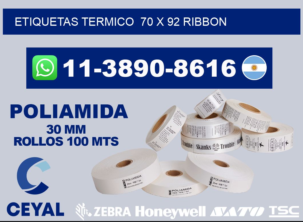 Etiquetas termico  70 x 92 ribbon