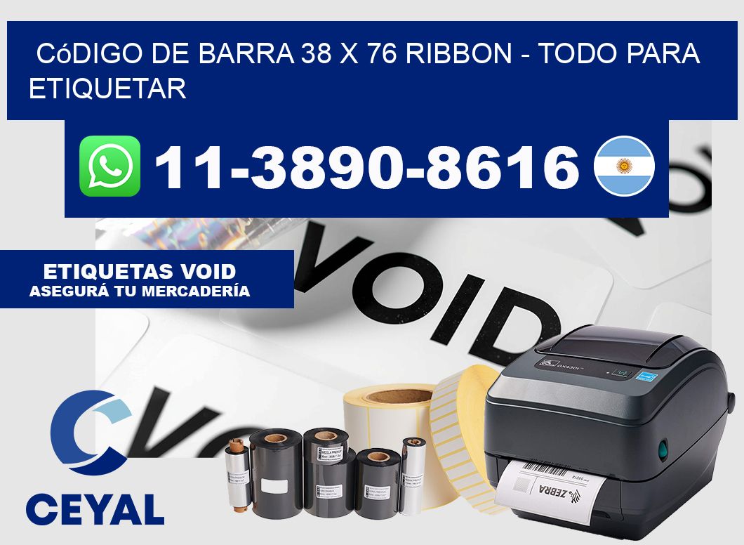 código de barra 38 x 76 ribbon - Todo para Etiquetar