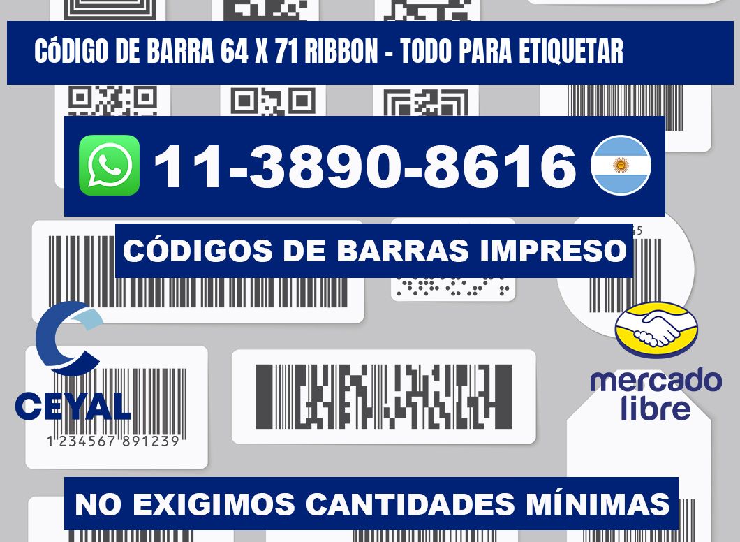 código de barra 64 x 71 ribbon - Todo para Etiquetar