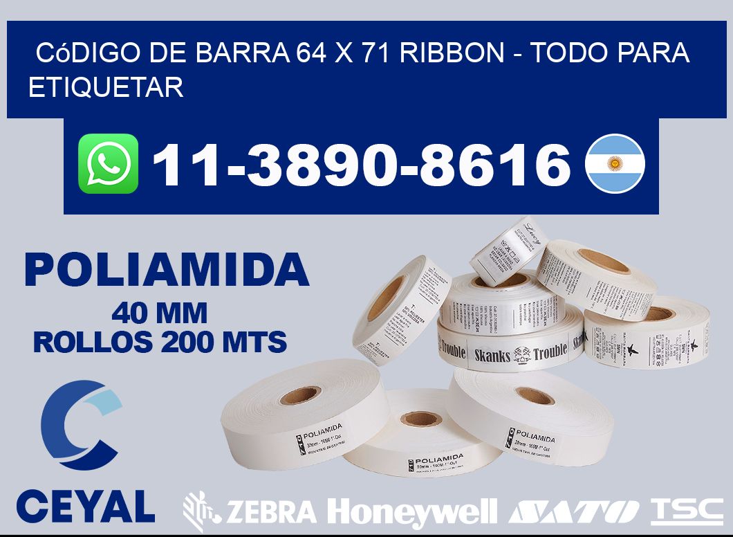 código de barra 64 x 71 ribbon - Todo para Etiquetar