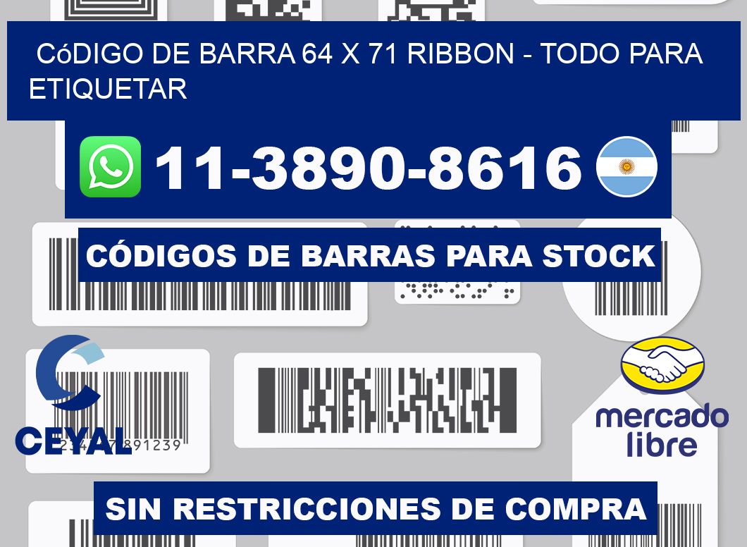 código de barra 64 x 71 ribbon - Todo para Etiquetar
