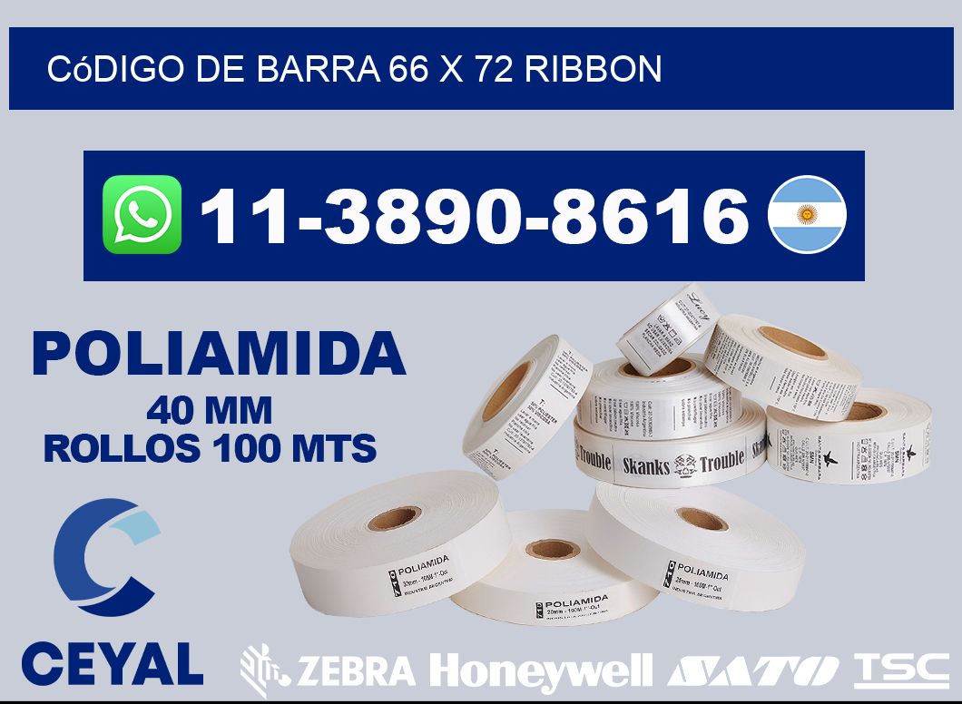 código de barra 66 x 72 ribbon