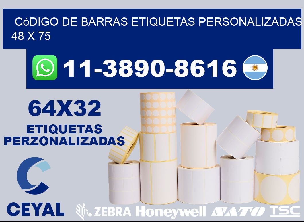 código de barras etiquetas personalizadas 48 x 75