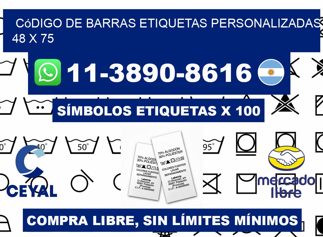 código de barras etiquetas personalizadas 48 x 75