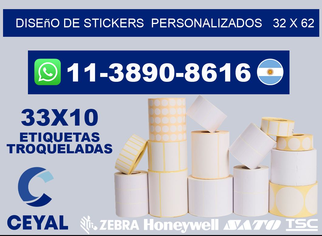 diseño de stickers  personalizados   32 x 62