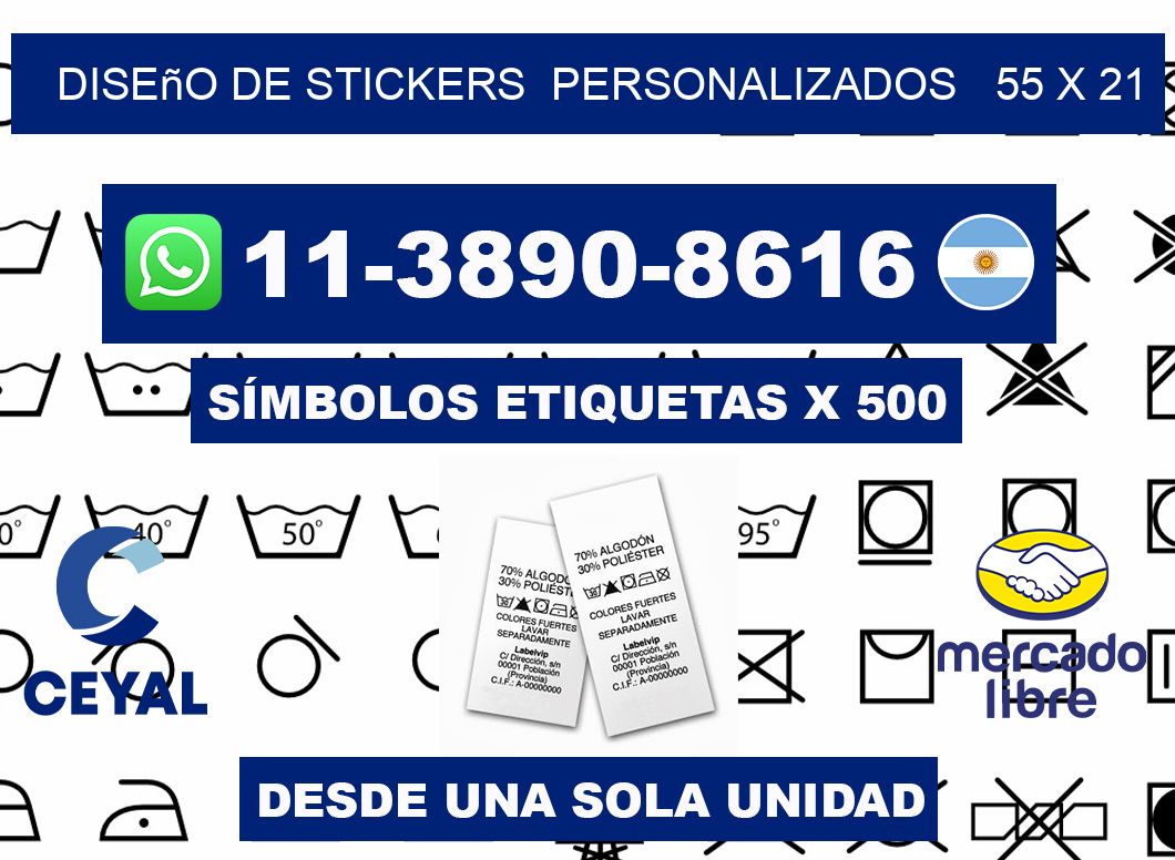 diseño de stickers personalizados 55 x 21