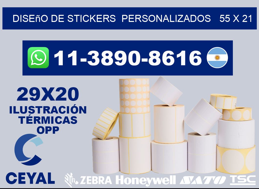 diseño de stickers personalizados 55 x 21