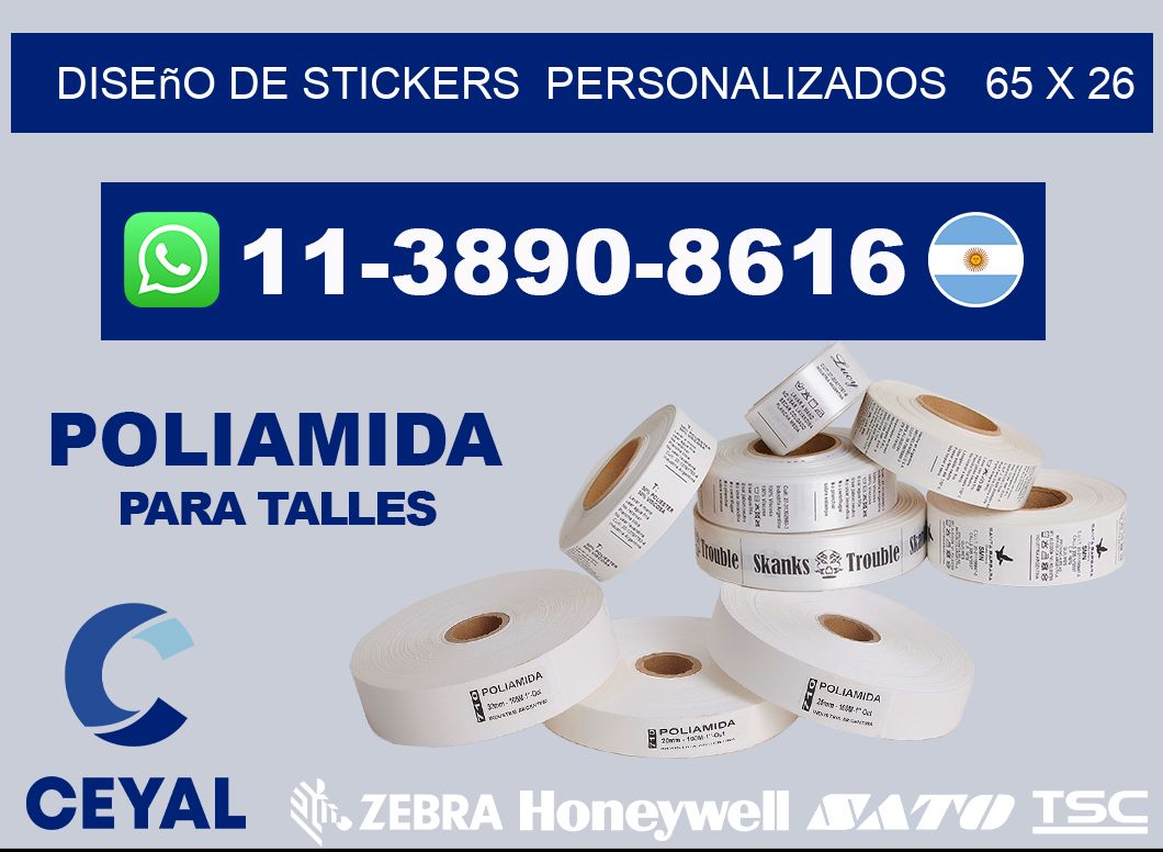 diseño de stickers  personalizados   65 x 26