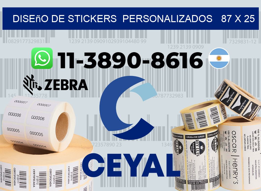 diseño de stickers  personalizados   87 x 25