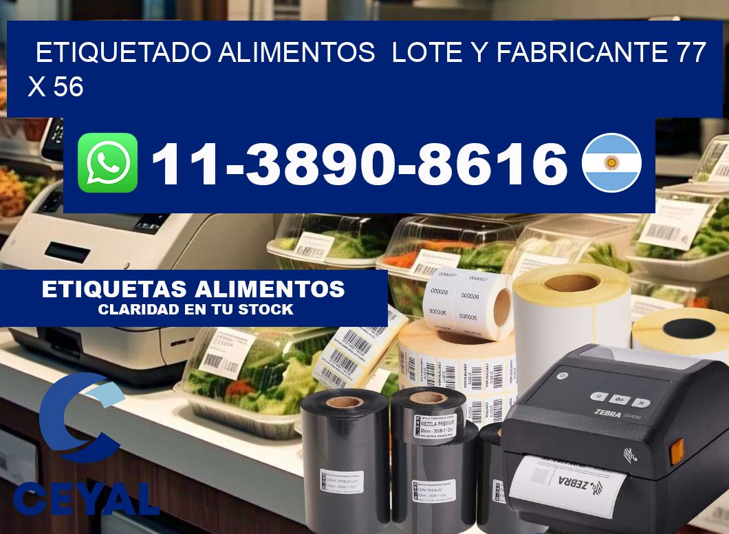 etiquetado alimentos  Lote y fabricante 77 x 56