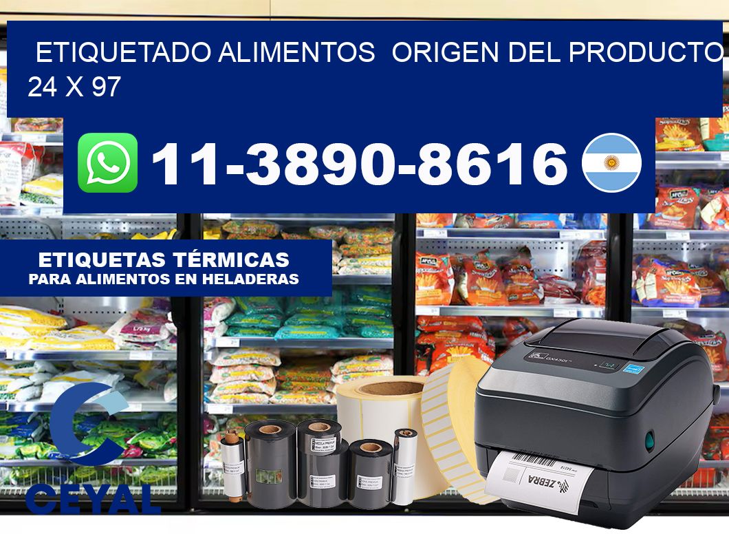 etiquetado alimentos  Origen del producto 24 x 97
