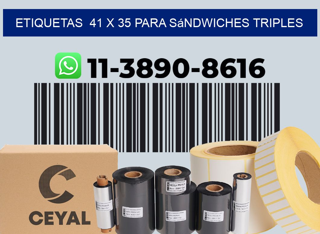 etiquetas  41 x 35 para Sándwiches triples