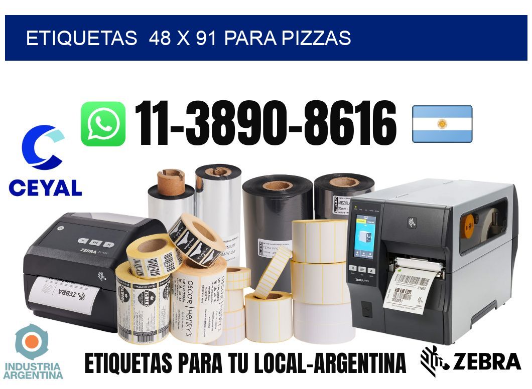 etiquetas  48 x 91 para Pizzas