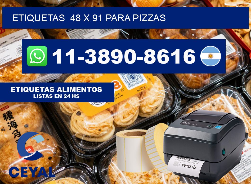 etiquetas  48 x 91 para Pizzas
