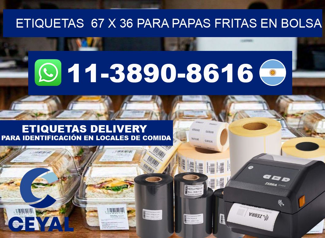 etiquetas  67 x 36 para Papas fritas en bolsa