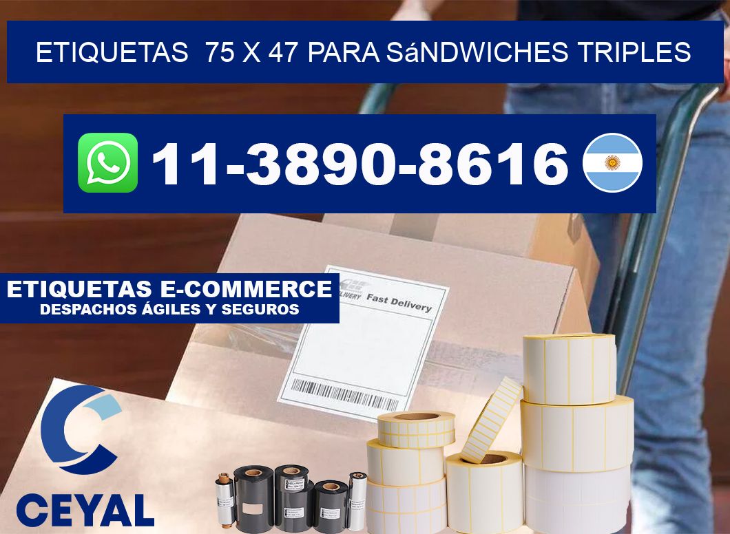 etiquetas  75 x 47 para Sándwiches triples
