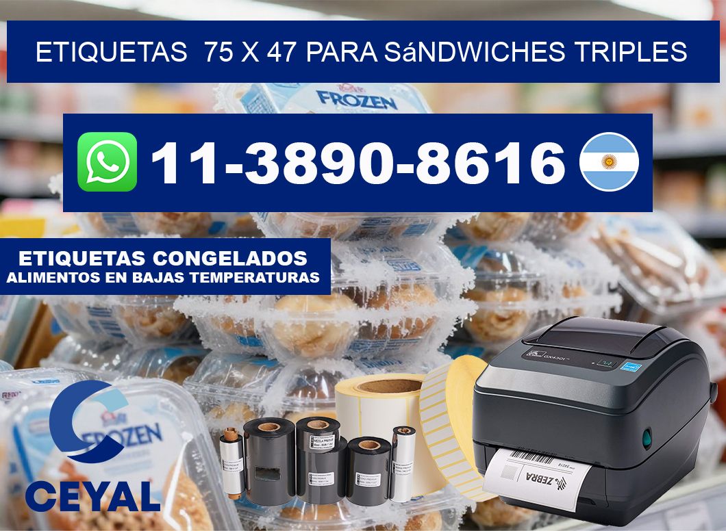 etiquetas  75 x 47 para Sándwiches triples