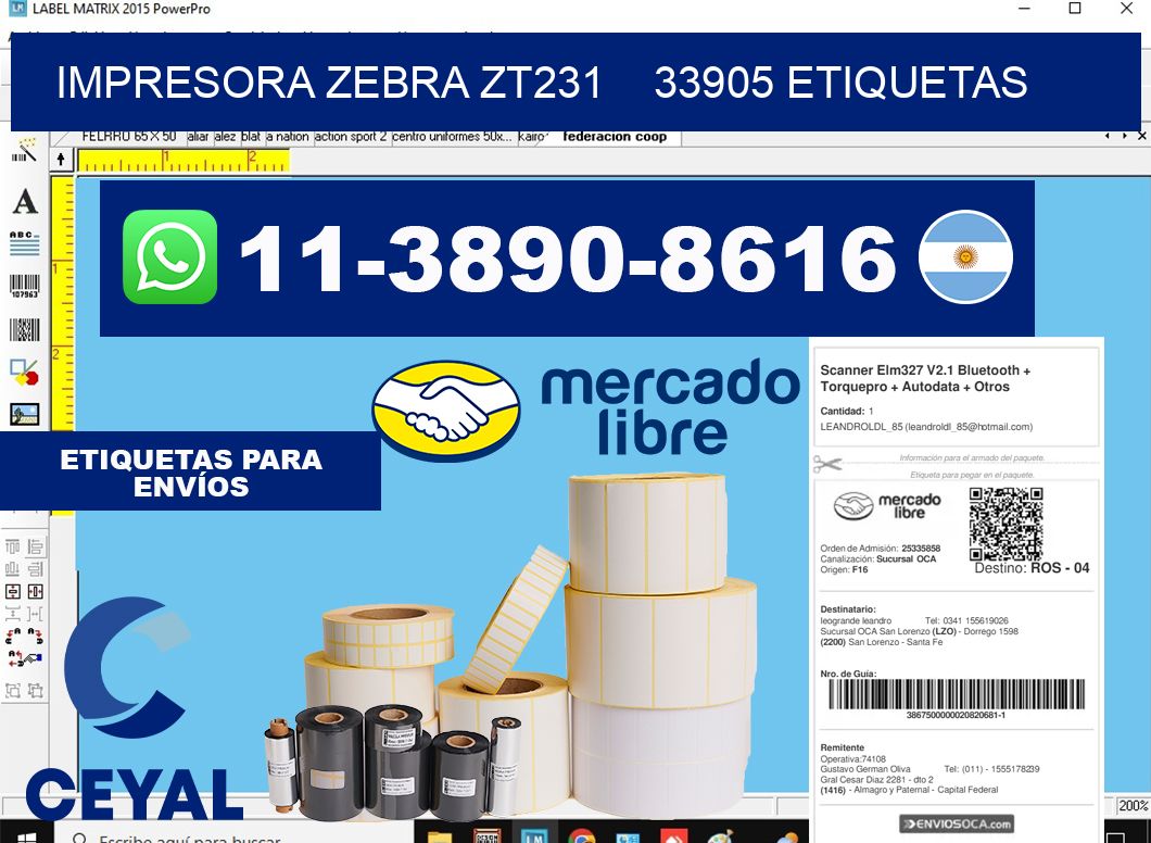 impresora zebra zt231    33905 etiquetas