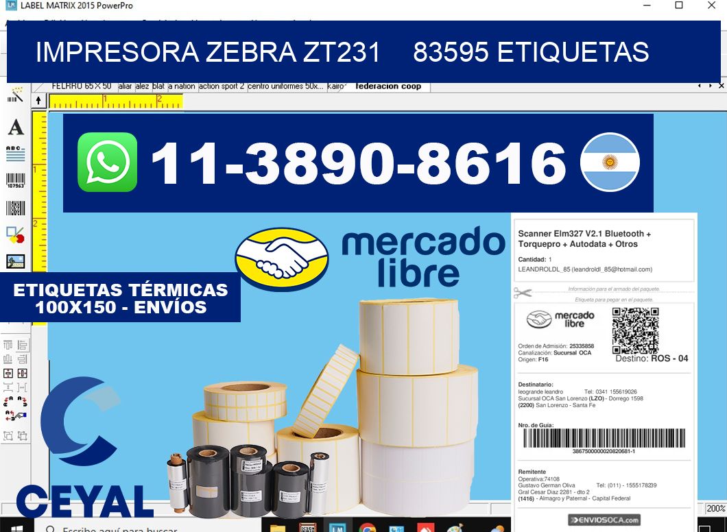 impresora zebra zt231    83595 etiquetas