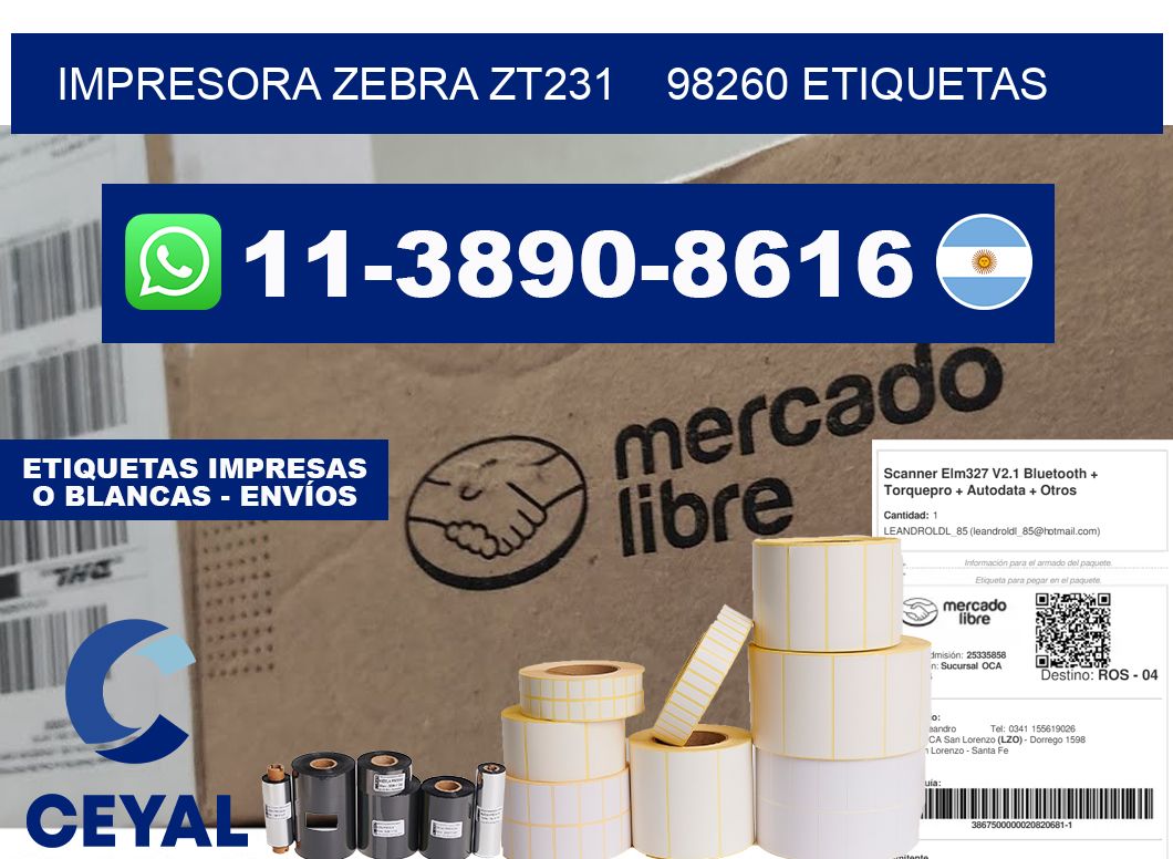 impresora zebra zt231    98260 etiquetas