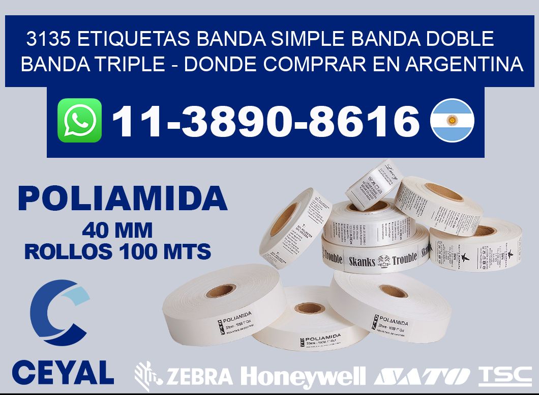 3135 etiquetas banda simple banda doble banda triple - Donde Comprar en Argentina