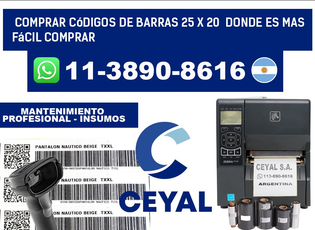 Comprar códigos de barras 25 x 20  Donde es mas fácil comprar