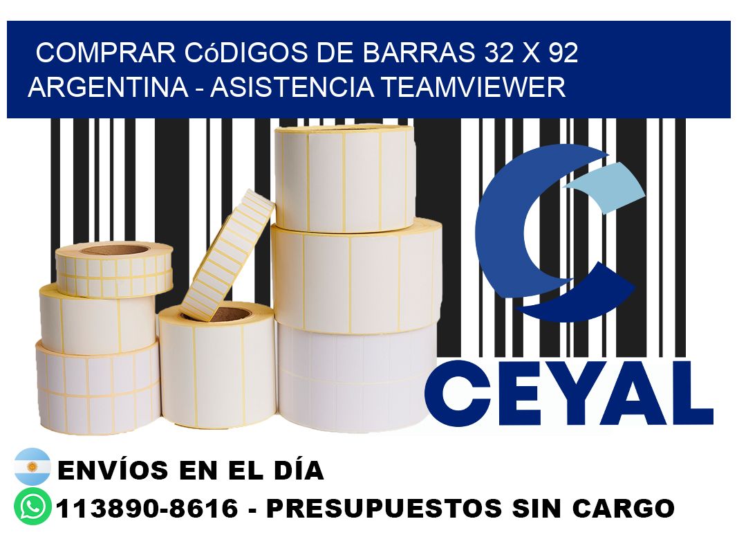 Comprar códigos de barras 32 x 92 argentina - asistencia teamviewer