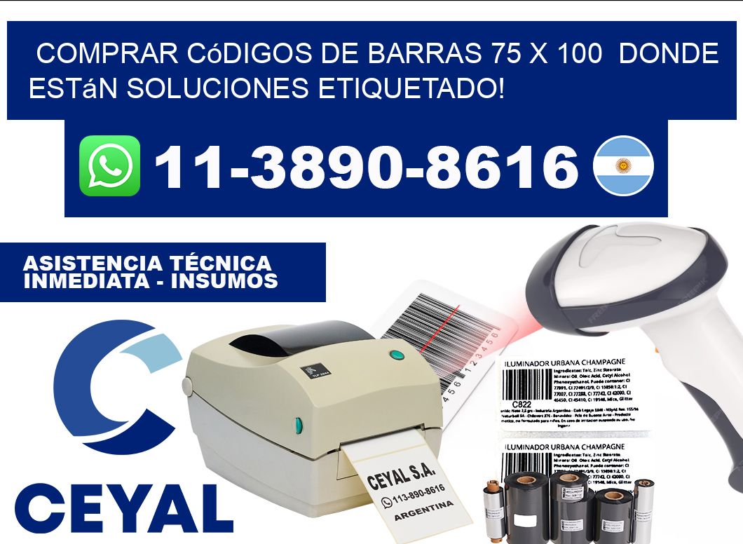 Comprar códigos de barras 75 x 100  donde están soluciones etiquetado!