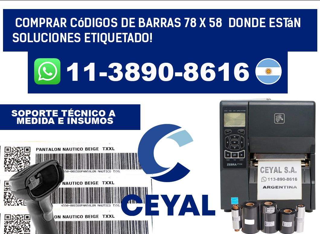 Comprar códigos de barras 78 x 58  donde están soluciones etiquetado!