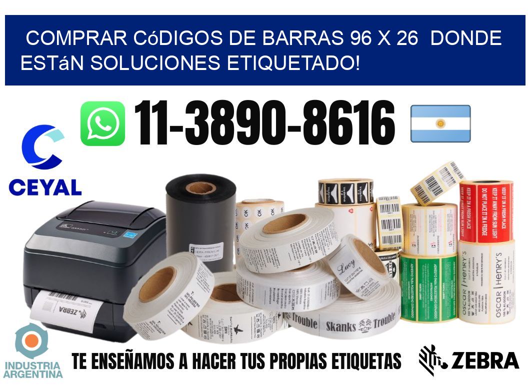 Comprar códigos de barras 96 x 26  donde están soluciones etiquetado!