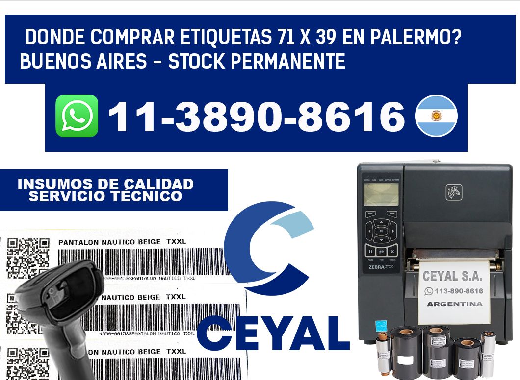 Donde Comprar etiquetas 71 x 39 en PALERMO? Buenos Aires - Stock permanente