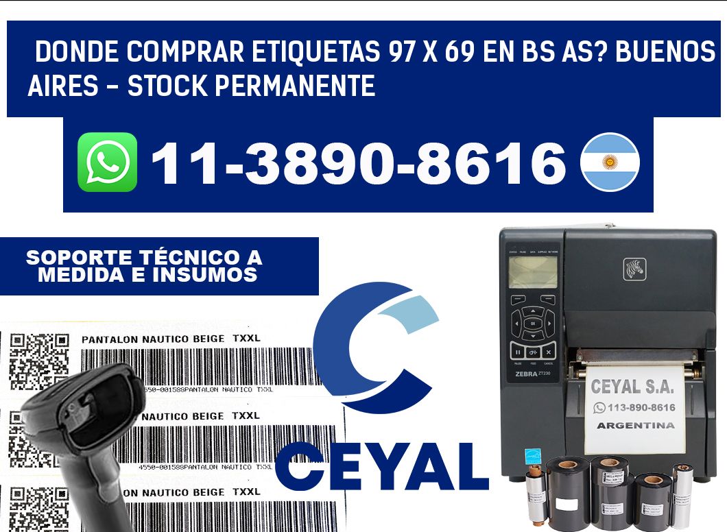 Donde Comprar etiquetas 97 x 69 en BS AS? Buenos Aires - Stock permanente