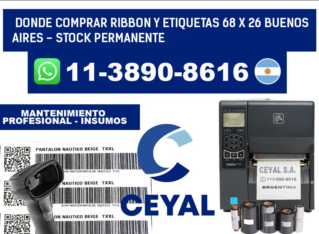 Donde Comprar ribbon y etiquetas 68 x 26 Buenos Aires - Stock permanente